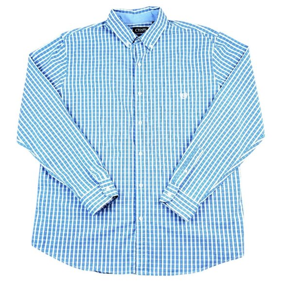 Men's Chaps XXL Easy-Care Long Sleeve Blue Button-Up Shirt - Classic Fit Poplin - Picture 1 of 12